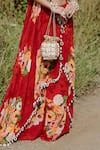 Foram Patel_Red Net Print Mirror Scoop Neck Floral Cape Gharara Set _Online_at_Aza_Fashions