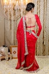 Shop_Foram Patel_Red Organza Embroidery And Cowrie Shell Embellished Pre-draped Saree With Blouse _at_Aza_Fashions