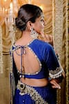 Shop_Foram Patel_Blue Organza Embroidery Mirror And Cowrie Embellished Pre-draped Saree With Blouse _at_Aza_Fashions