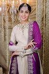 Foram Patel_Ivory Natural Crepe Embroidery Mirror Jewelled Phool Anarkali With Dupatta _Online_at_Aza_Fashions