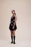 Buy_Kangana Trehan_Black Cotton Silk Embellished Ruffle U Neck Asymmetric Short Dress _Online_at_Aza_Fashions