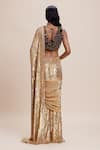 Shop_Kangana Trehan_Gold Pure Georgette Embellished Sequin Plunge Pre-draped Saree With Blouse _at_Aza_Fashions