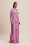 Buy_Kangana Trehan_Pink Pure Georgette Embellished Sequin Detailed Pre-draped Saree With Blouse _Online_at_Aza_Fashions