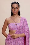 Shop_Kangana Trehan_Pink Pure Georgette Embellished Sequin Detailed Pre-draped Saree With Blouse _Online_at_Aza_Fashions