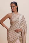 Shop_Kangana Trehan_Pink Pure Georgette Embellished Sequin Ruffled Pre-draped Saree With Blouse _Online_at_Aza_Fashions