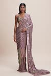 Buy_Kangana Trehan_Pink Pure Georgette Embellished Sequin Sweetheart Bead Saree With Blouse _at_Aza_Fashions