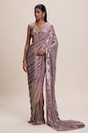 Shop_Kangana Trehan_Pink Pure Georgette Embellished Sequin Sweetheart Bead Saree With Blouse _at_Aza_Fashions