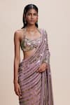 Buy_Kangana Trehan_Pink Pure Georgette Embellished Sequin Sweetheart Bead Saree With Blouse _Online_at_Aza_Fashions