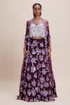 Buy_Kangana Trehan_Purple Silk Embellished Floral Round Lehenga Set _at_Aza_Fashions