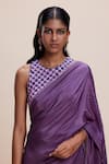 Buy_Kangana Trehan_Purple 100% Silk Crepe Embroidered Floral Round Hem Saree With Blouse _Online_at_Aza_Fashions