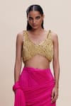 Buy_Kangana Trehan_Pink Pure Georgette Embellished Ruffle Detailed Pre-draped Saree With Blouse _Online_at_Aza_Fashions