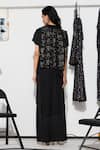 Shop_Twenty Nine_Black Soft Net Hand Embroidery Floral Lace Cape Open Embellished And Palazzo Set _at_Aza_Fashions