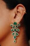 Buy_Rowas Jewels_Green Diamond Foliage Earrings _at_Aza_Fashions