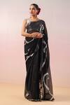 Buy_Ruar India_Black Pure Chiffon Embroidery Sequin Round Kalbeliya Wave Saree With Blouse _at_Aza_Fashions