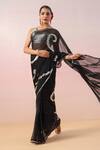 Buy_Ruar India_Black Pure Chiffon Embroidery Sequin Round Kalbeliya Wave Saree With Blouse _Online_at_Aza_Fashions