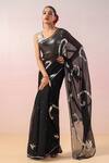 Shop_Ruar India_Black Pure Chiffon Embroidery Sequin Round Kalbeliya Wave Saree With Blouse _Online_at_Aza_Fashions