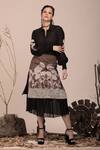 Buy_Beejoliyo_Black Suede Embroidered Thread Collared Shirt And Skirt Set _at_Aza_Fashions