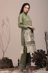 Buy_Beejoliyo_Green Cotton, Suede Embroidery Round Neck Floral Applique Kurta Set 