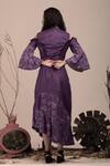 Shop_Beejoliyo_Purple Suede Embroidered Floral High Round Cold Shoulder Top And Skirt Set _at_Aza_Fashions