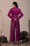 Shop_Beejoliyo_Purple Suede Embroidered Thread Lapel Collar Jacket And Pant Set _at_Aza_Fashions