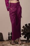 Beejoliyo_Purple Suede Embroidered Thread Lapel Collar Jacket And Pant Set _Online_at_Aza_Fashions