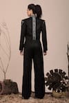 Shop_Beejoliyo_Black Suede Embroidery High Neck Jacket And Pant Set _at_Aza_Fashions