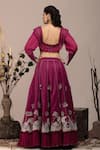 Shop_BEEJOLIYO_Purple Suede Embroidered Thread Round Tiered Hem Lehenga Set _at_Aza_Fashions