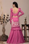 Shop_BEEJOLIYO_Pink Suede Embroidered Applique Sweetheart Frilled Lehenga With Blouse _at_Aza_Fashions