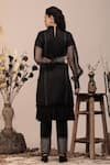 Shop_BEEJOLIYO_Black Suede Embroidered Thread Round Frilled Kurta And Pant Set _at_Aza_Fashions