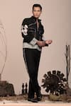 Buy_BEEJOLIYO_Black Suede "embroidered Floral And Scallop Jacket & Pant Set _at_Aza_Fashions