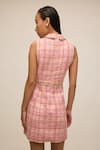 Shop House Of Eda Pink Shell 100% Wool Hand Embellished Pearl Collared Tweed Dress at Aza Fashions Shop_House Of Eda_Pink Shell 100% Wool Hand Embellished Pearl Collared Tweed Dress _at_Aza_Fashions