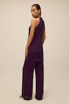 Shop_House of eda_Purple 100% Silk Hand Embellished Cut Sequin Halter Astra Tunic With Pant _at_Aza_Fashions