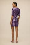 Shop_House of eda_Purple 100% Nylon Embellished Sequin Round Zayla Short Dress _at_Aza_Fashions