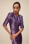 Buy_House of eda_Purple 100% Nylon Embellished Sequin Round Zayla Short Dress _Online_at_Aza_Fashions