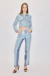 Buy_House of eda_Blue 99% Cotton Hand Embellished Sequin Collar Axle Crop Jacket With Pant _at_Aza_Fashions