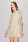 Buy_House of eda_Ivory 100% Nylon Embellished Sequin Boat Blair Dress _Online_at_Aza_Fashions