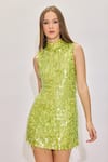 Buy_House of eda_Green Sequin And Beads Embellishments Coin Dylyn Dress _Online_at_Aza_Fashions