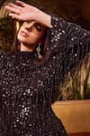 House of eda_Black Sequin And Beads Embellishments Coin Dylyn Fringe Dress _Online_at_Aza_Fashions