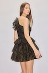 Shop_House of eda_Black 100% Nylon Shell One Shoulder Freda Ruche Tiered Dress _Online_at_Aza_Fashions