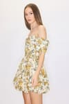 Buy_House of eda_Multi Color 98and Cotton Print Floral Off Shoulder Leighton Azalia Corset Dress _Online_at_Aza_Fashions