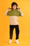 Buy_Anthrilo_Beige Fleece Colorblocked Hoodie Sweatshirt With Joggers _at_Aza_Fashions