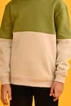 Anthrilo_Beige Fleece Colorblocked Hoodie Sweatshirt With Joggers _at_Aza_Fashions