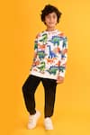 Buy_Anthrilo_White Fleece Print Dinosaur Sweatshirt With Solid Joggers _at_Aza_Fashions