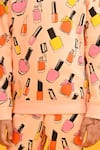 Shop_Anthrilo_Peach Fleece Print Nailpaint Sweatshirt With Joggers _Online_at_Aza_Fashions