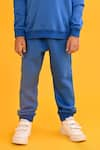 Anthrilo_Blue Fleece Colorblocked Hoodie Sweatshirt With Solid Joggers _Online_at_Aza_Fashions