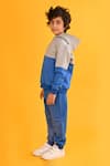 Shop_Anthrilo_Blue Fleece Colorblocked Hoodie Sweatshirt With Solid Joggers _Online_at_Aza_Fashions