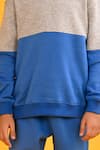 Anthrilo_Blue Fleece Colorblocked Hoodie Sweatshirt With Solid Joggers _at_Aza_Fashions