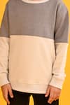 Buy_Anthrilo_Grey Fleece Colorblocked Sweatshirt With Solid Joggers _Online_at_Aza_Fashions