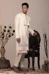 Buy_BEEJOLIYO_White Cotton Nature Inspired Collared Suede Tree Jacket With Kurta Set _Online_at_Aza_Fashions