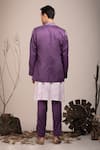 Shop_BEEJOLIYO_Purple Cotton Geometric Embroidery Button Up Suede Jacket Kurta Set _at_Aza_Fashions